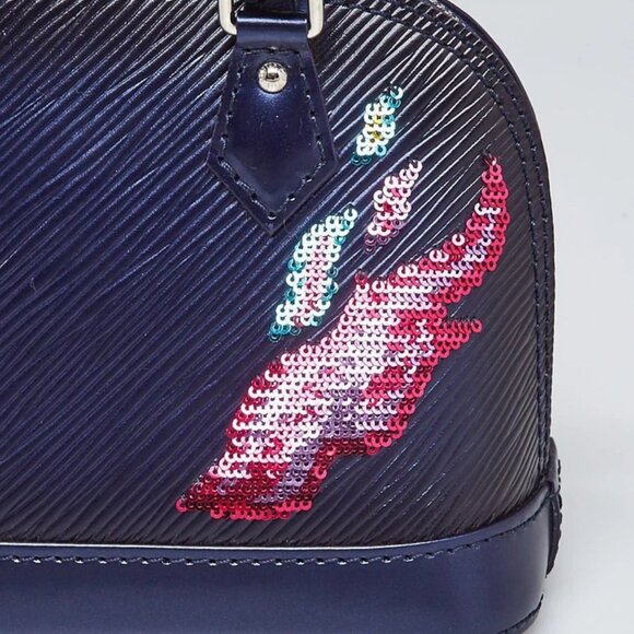 Louis Vuitton Bleu Nuit Epi Leather Sequin Flames Nano Alma Crossbody Bag - Picture 5 of 11